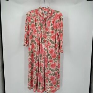 Claire Tiffany Womens Vintage Floral Robe Sz L Cottagecore Roses Soft Loungewear
